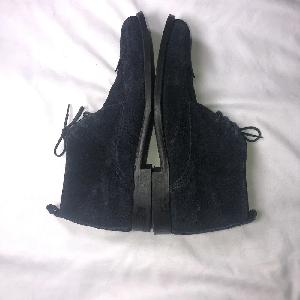 TOPMAN Boots Men Size 9 EUR 41 Blue Suede Ankle Wing Tip Lace- up University